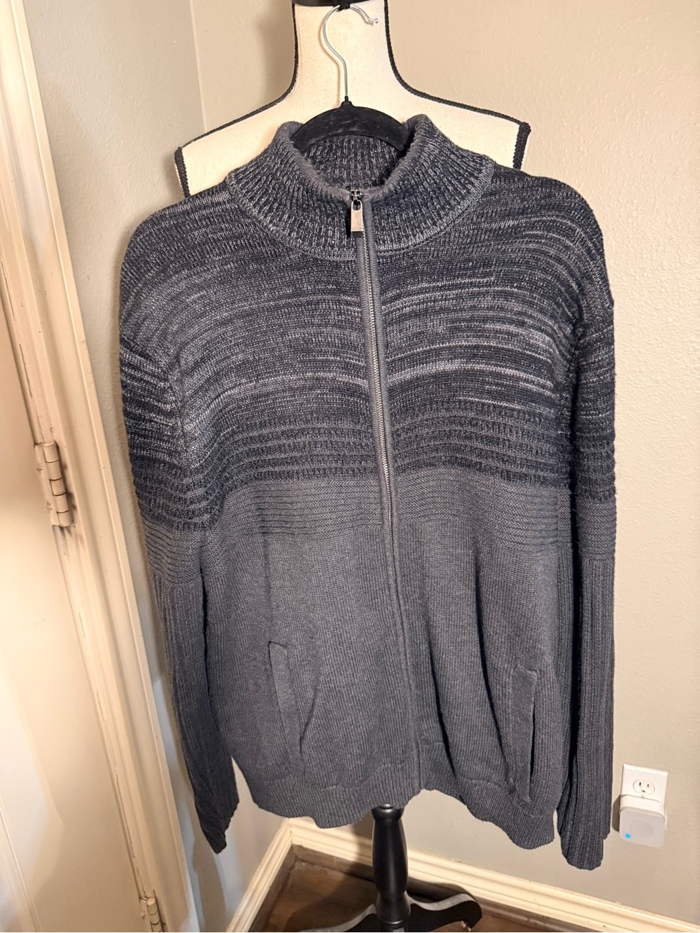 Calvin Klein Men's Charcoal Full-Zip Knit Sweater